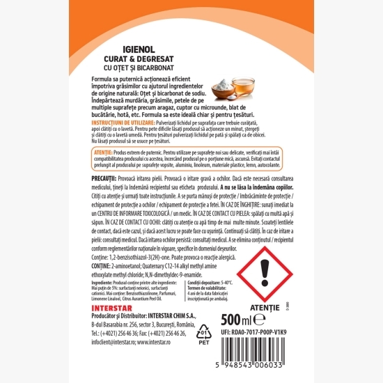 Degresant spray cu oțet și bicarbonat 0.5l