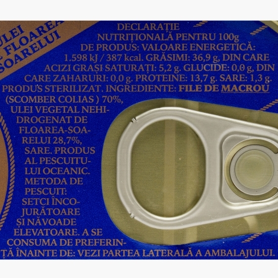 File de macrou în ulei de floarea-soarelui 115g