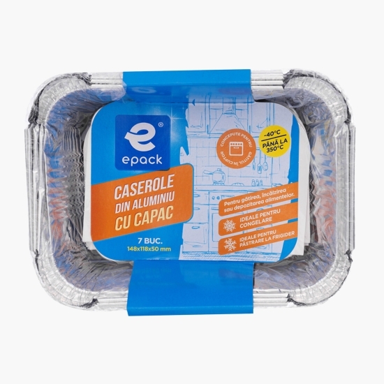 Caserole din aluminiu cu capac, 148x118x50mm, 7 buc