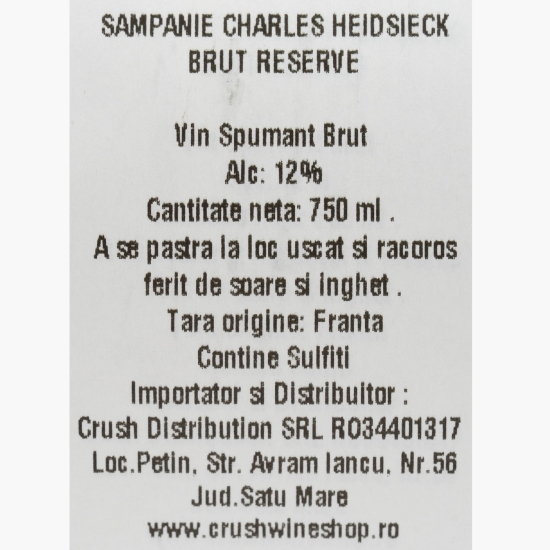 Vin spumant Brut Reserve, 12%, 750ml