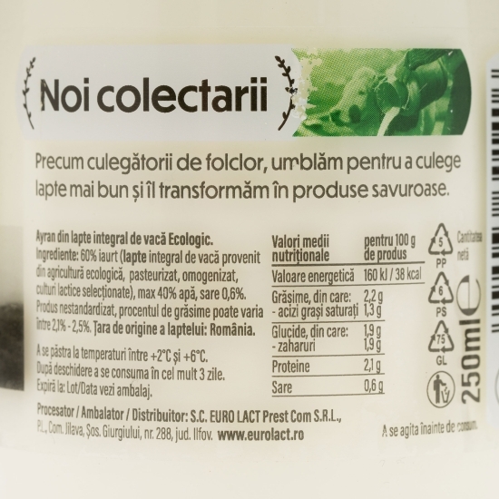 Ayran eco 2.1%-2.5% grăsime, 0.25l