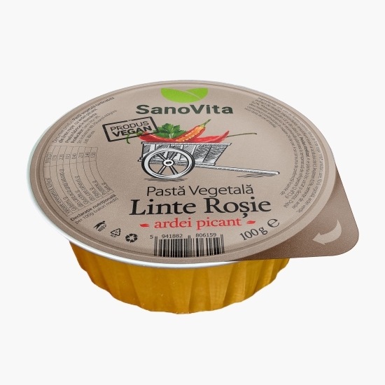 Pastă vegetală tartinabilă din linte roșie cu ardei picant 100g