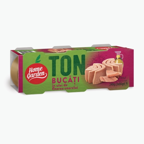 Ton bucăți în ulei de floarea-soarelui 3x80g