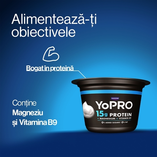  Produs lactat fermentat natur, bogat in proteine, 0% grăsime, 160g