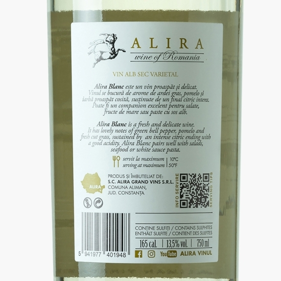 Vin alb sec varietal, 13.5%, 0.75l