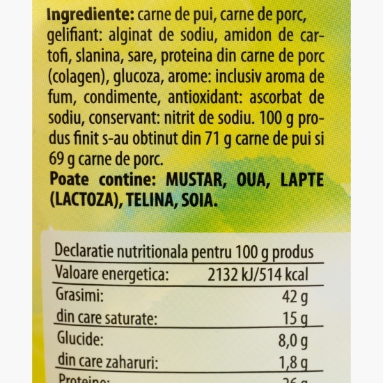 Cârnăciori uscați și afumați, porc și pui 90g