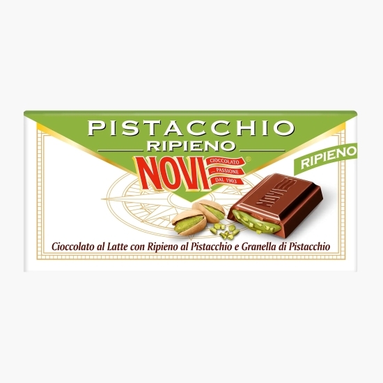 Ciocolată extrafină cu lapte, cu cremă de fistic și fistic pralinat 105g