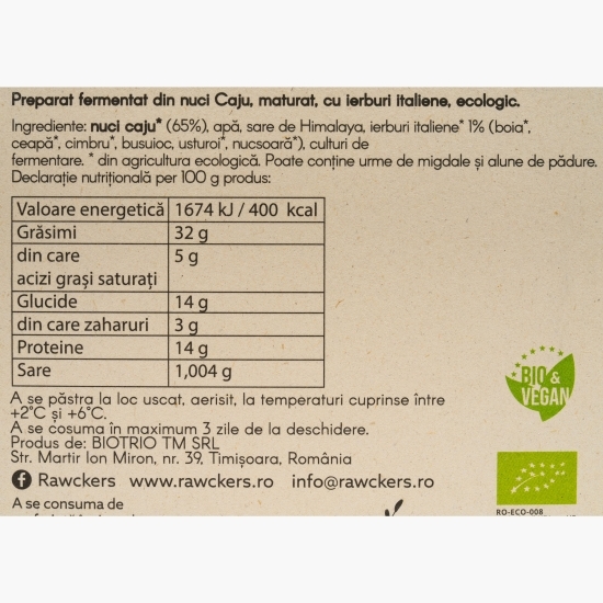 Specialitate Brawnză din caju cu ierburi italiene eco, maturată 145g
