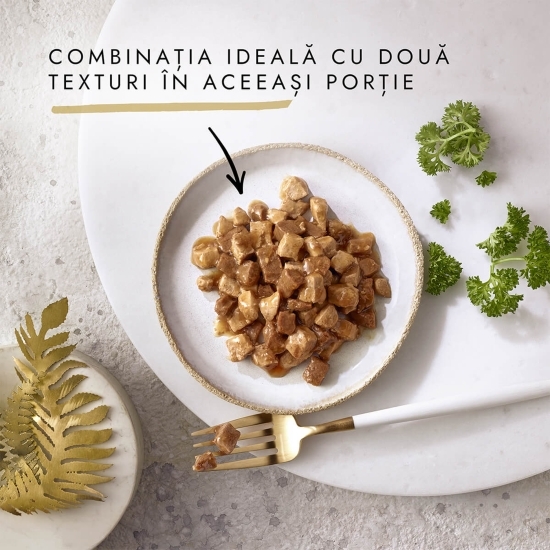 Hrană umedă pentru pisici, 85g, Double Pleasure cu pește oceanic și spanac în sos 