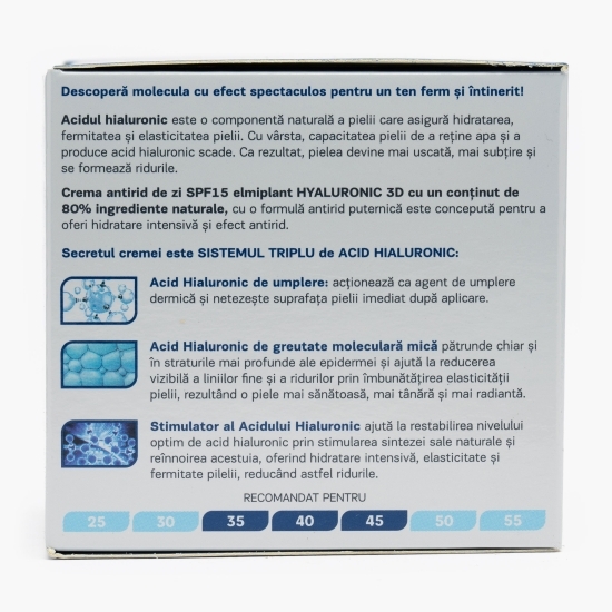 Cremă antirid de zi SPF15, Hyaluronic 3D, 50ml