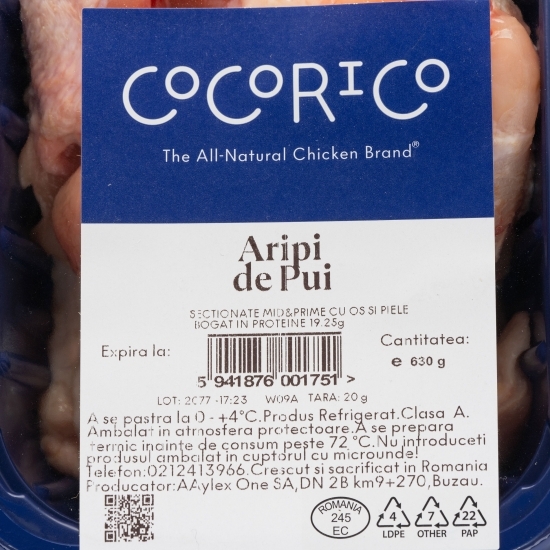 Aripi de pui secționate 630g