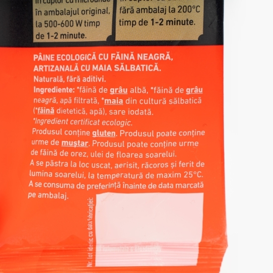 Pâine ecologică cu făină neagră, artizanală cu maia sălbatică 400g