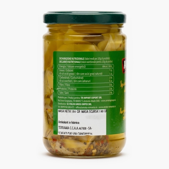 Anghinare sferturi în ulei, condimentate 314g