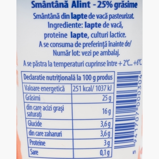 Smântână 25% grăsime, 140g