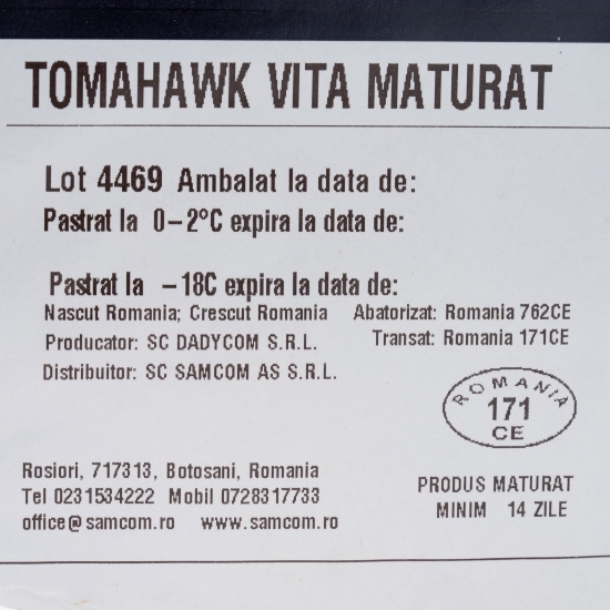 Tomahawk vită maturat, uscat 1kg