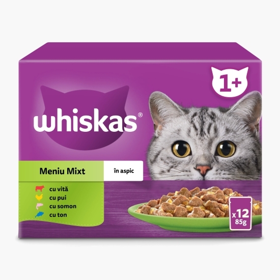  Hrană umedă pentru pisici adulte, 12 x 85g, Selecții de carne în aspic 