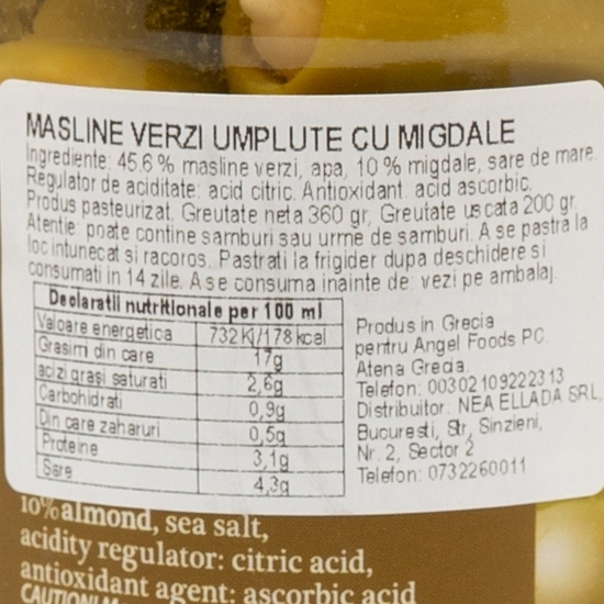 Măsline verzi umplute cu migdale 200g