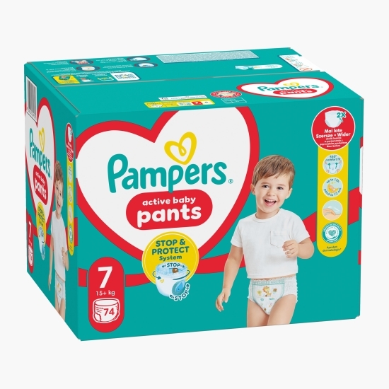 Scutece chiloțel Active Baby Pants mărimea 7, 15+ kg, 74 buc