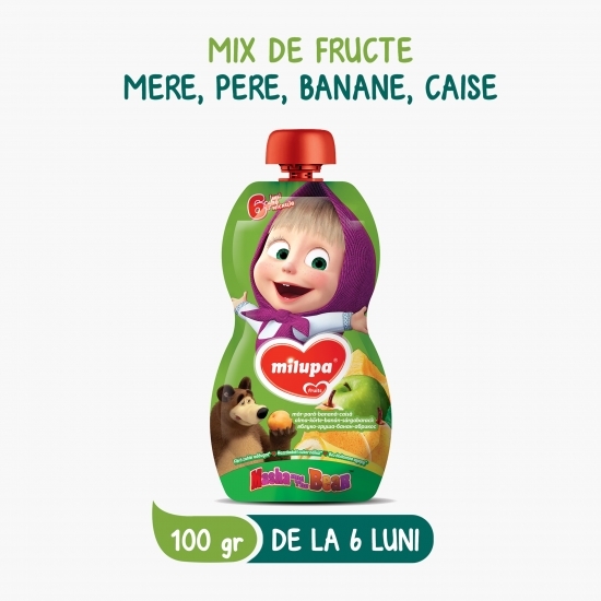 Piure de mere, pere, banane, caise Masha & ursul, +6 luni 100g