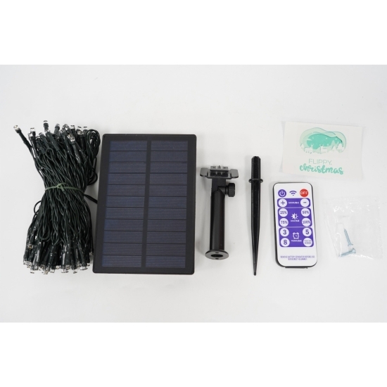Instalație Crăciun, 12m, 100 de LED-uri, alb cald, cu energie solară, fir de cupru, liniar 