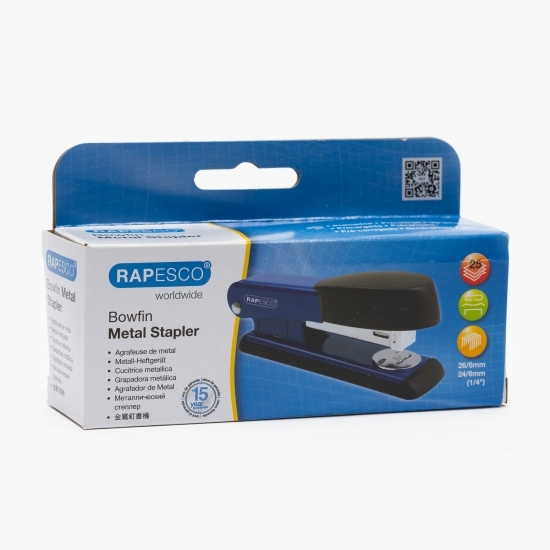 Capsator metalic Rapesco Bowfin, 25 coli, capse 24/6, 26/6 