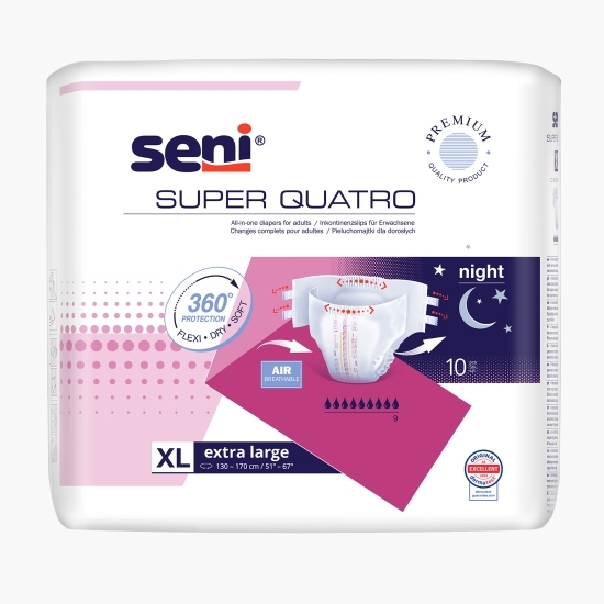 Scutece adulți Super Quatro, mărime XL, 10buc