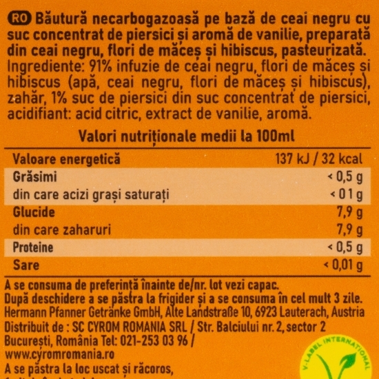 Spill the Tea - Ceai cu aromă de piersică și vanilie 0.5l