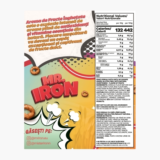 Cereale din ovăz cu aromă naturală de fructe înghețate, fără zahăr și gluten 250g