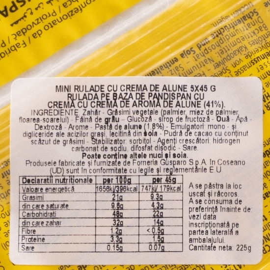Ruladă din pandișpan cu alune de pădure 5 buc, 225g