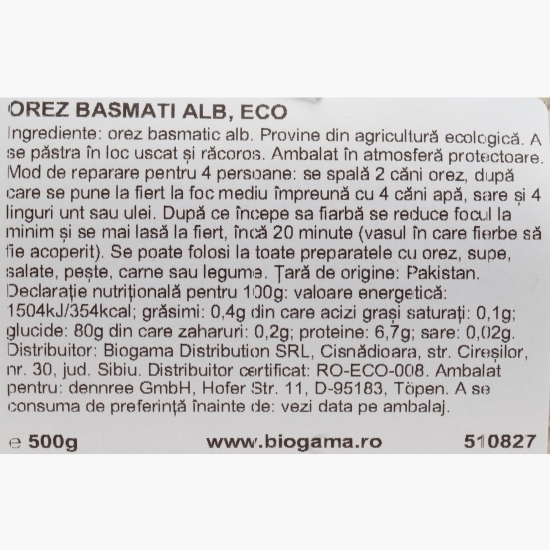 Orez basmati alb eco, 500g