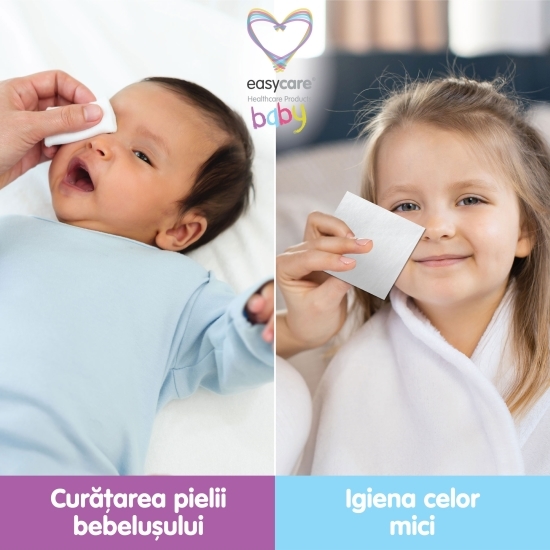 Dischete igienice pătrate pentru bebelusi si copii, 10x9.5cm, 60 buc