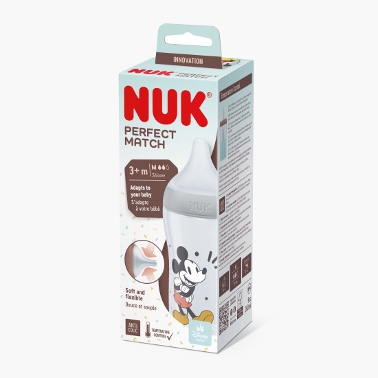 Biberon Perfect Match cu Mickey Mouse, M, +3 luni, 260ml