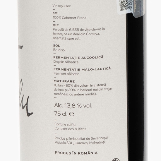 Vin roșu sec Cabernet Franc 2019, Perfect Simplu, 13.8%, 0.75l