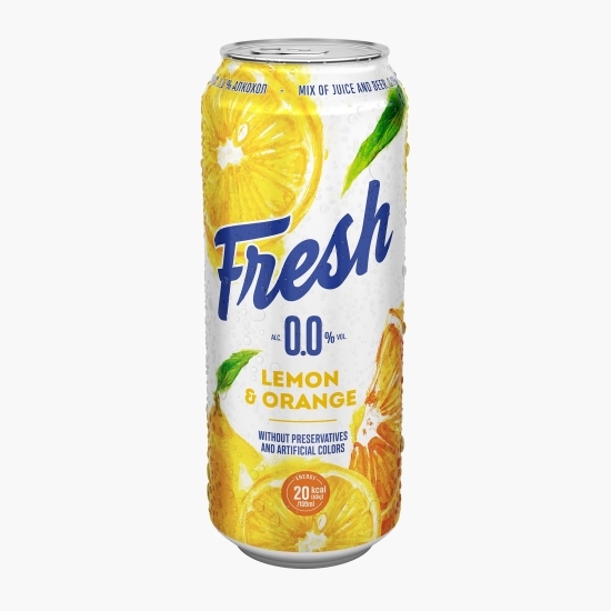 Bere blondă fără alcool mix cu suc de lămâie și portocale doză 0.5l