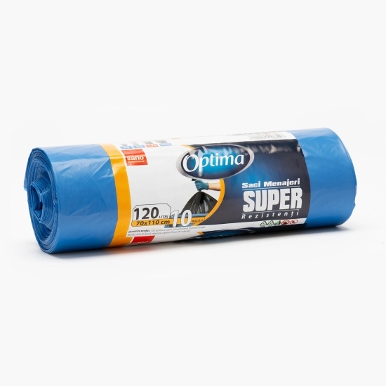 Saci menajeri super rezistenți, albastru, 120l, 10 buc