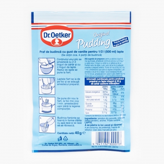 Praf de budincă Original Pudding cu gust de vanilie 40g