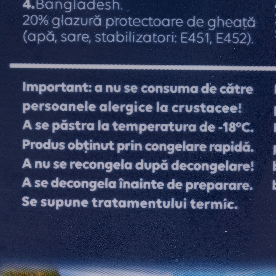 Creveți Jumbo prefierți, decorticați, cu codiță, 500g