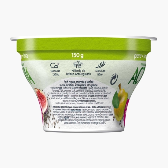 Iaurt cu pere, smochine și chia, 3.1% grăsime, fără zahăr adăugat, 150g