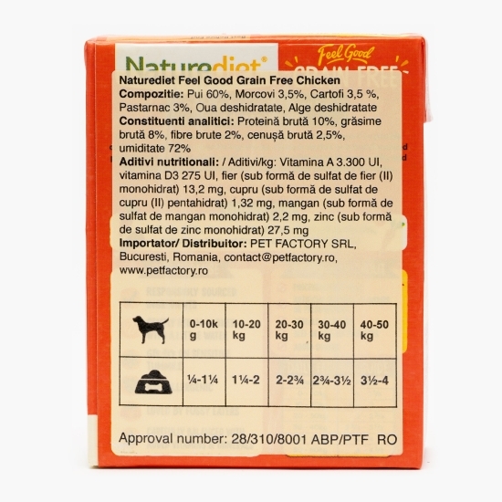 Hrană umedă pentru câini, pate fără cereale, 390g, Feel Good cu pui, morcov, cartof și păstârnac