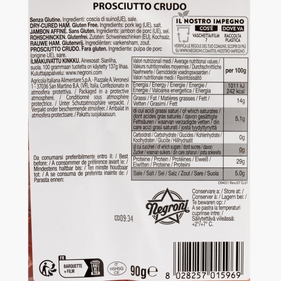 Prosciutto crudo feliat 90g