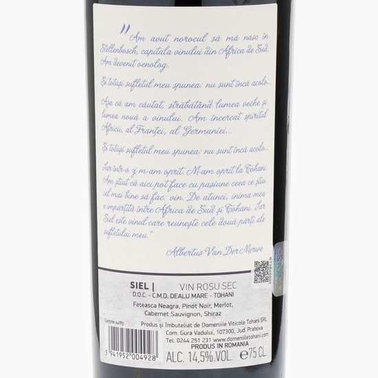 Vin roșu sec Fetească Neagră & Pinot Noir & Merlot & Cabernet Sauvignon & Shiraz, 13.5%, 0.75l