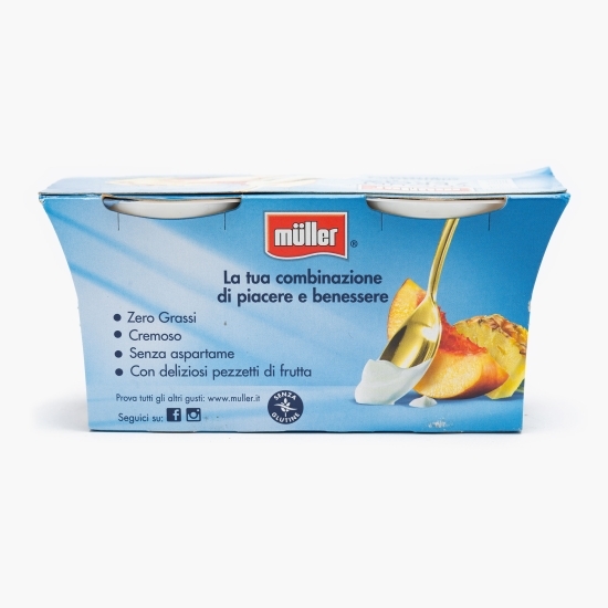 Iaurt 0% grăsime, cu piersici și ananas, 2x125g