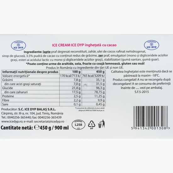 Înghețată cacao 0.9l