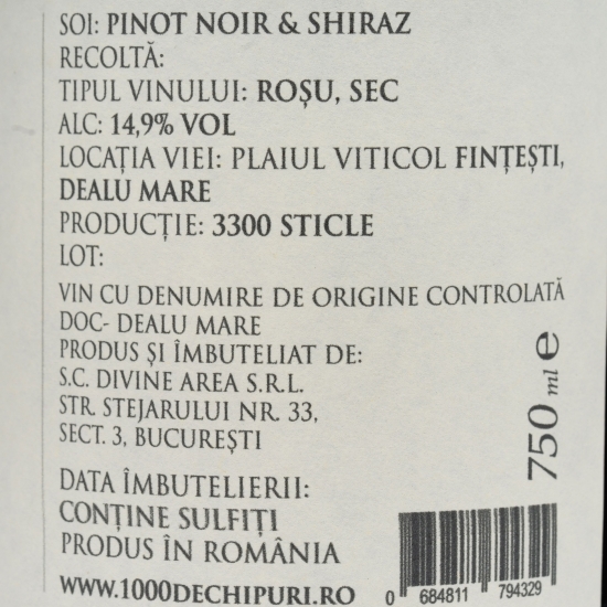 Vin roșu sec Shiraz & Pinot Noir, 14.9%, 0.75l