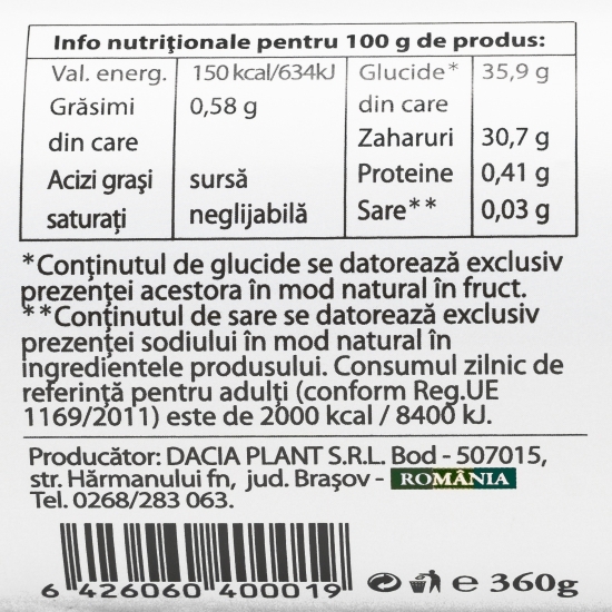 Dulceață de afine fără zahăr adăugat 360g