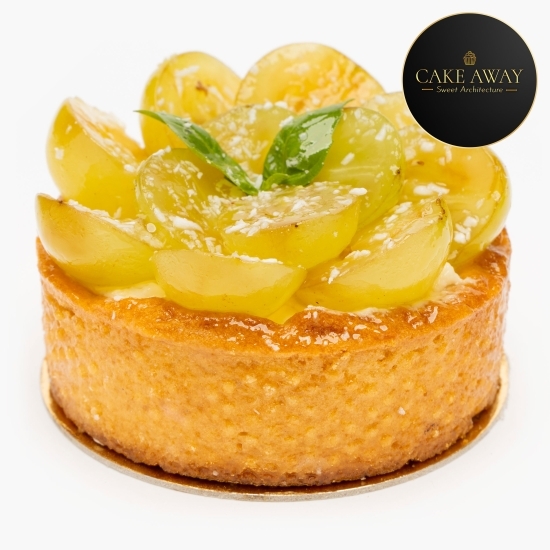Tartă cu cremă de vanilie, extract de ananas și struguri 160g