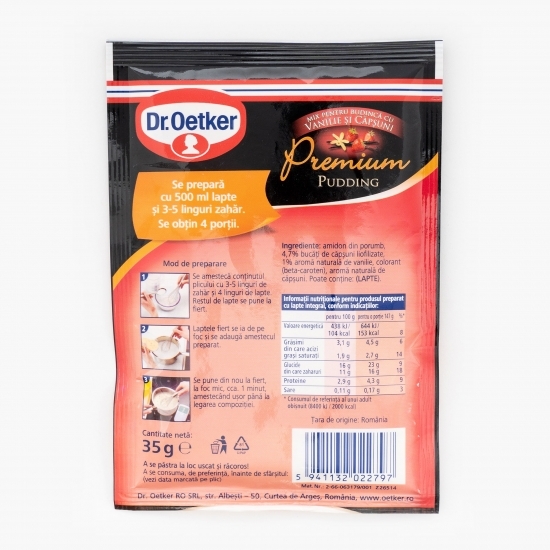 Mix pentru budincă Premium cu vanilie și căpșuni 35g