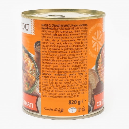Fasole cu cârnați afumați 820g