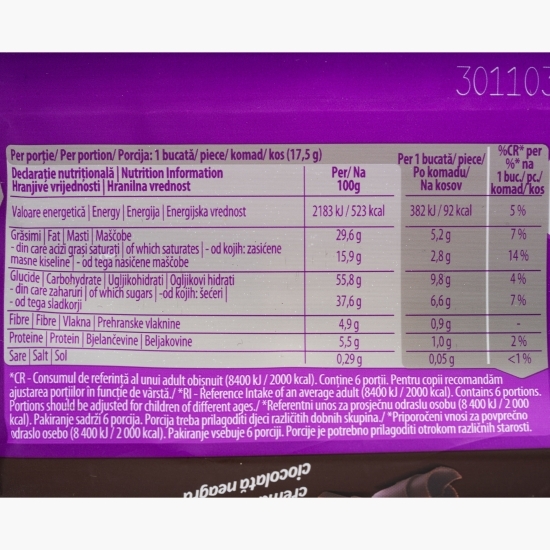 Napolitane cu cremă de cacao acoperite cu ciocolată neagră Mini Dark 6x17.5g
