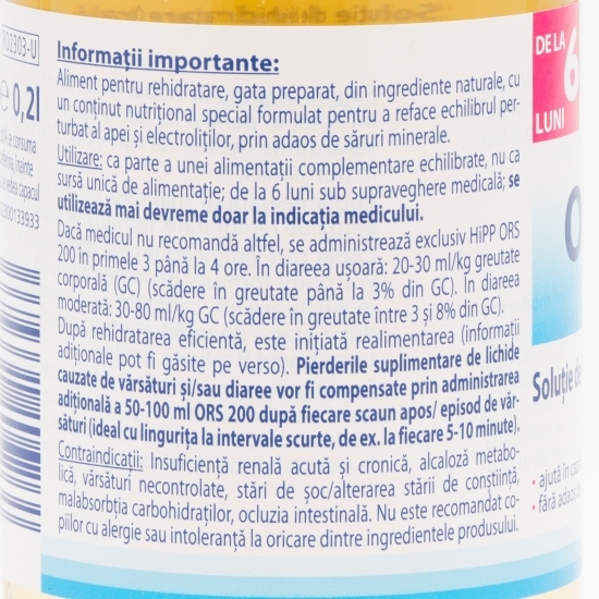 Soluție rehidratare orală pe bază de măr, +6 luni, 200ml